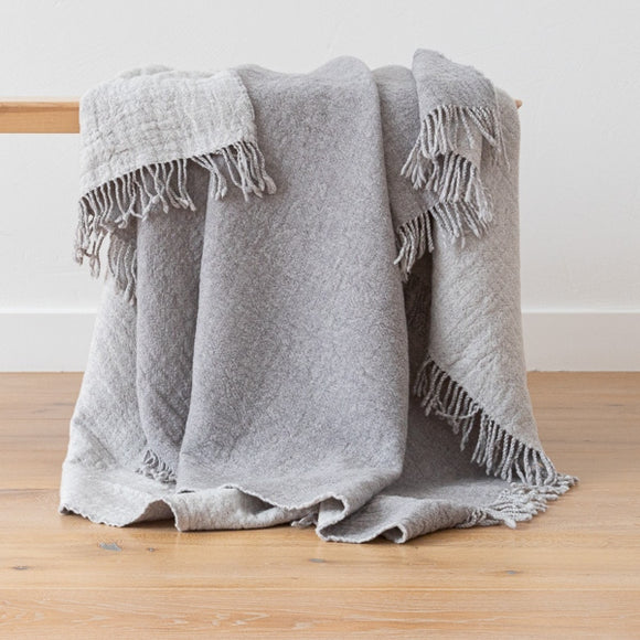 Marcus Extra Fine Merino Wool Throw Grey | Linen Me