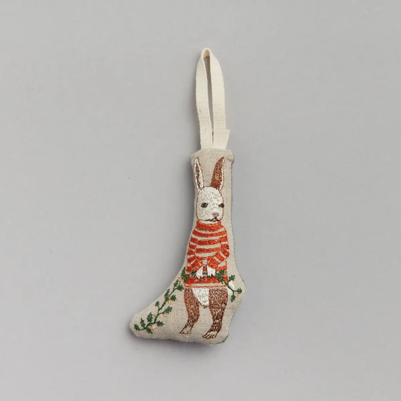 Coral & Tusk Ornament Bunny w/ Holly