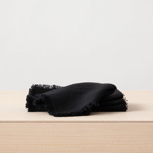 Terra Fringe Linen Napkin Black Set of 4