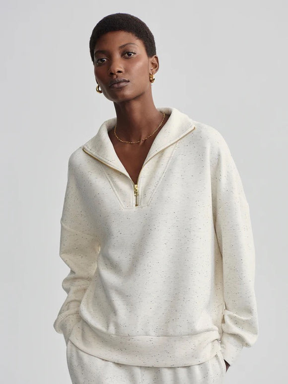 Hawley Half Zip Sweat Ivory Marl | Varley