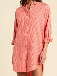 Callie Shirt Dress Terracotta Stripe | Trovata