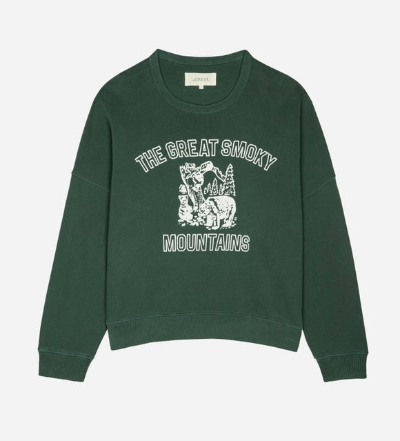 The Teammate Sweatshirt w/ Smoky Mountains Winter Pine | The Great.