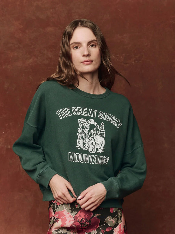 The Teammate Sweatshirt w/ Smoky Mountains Winter Pine | The Great.