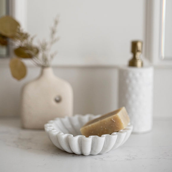 Marble Fluted Scalloped Bowl