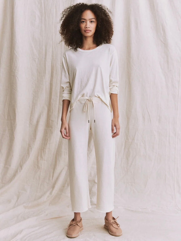 Wide Leg Cropped Sweatpant Washed White | The Great.